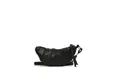 French style black croissant crossbody bag with vertical quilted matte leather finish - Black