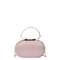 Pochette da sera rosa glitterata con manico a fiocco dorato e tracolla - Rosa