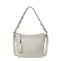 Chique beige emmertas met marmerpatroon en zilveren kettinghandvat voor dames - Beige