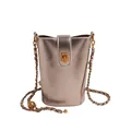 Champagner goldene Ketten-Beuteltasche mit Metallic-Textur und vertikalem Design - Gold