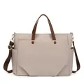 Beige 15,6 inch laptoptas met bruine handvatten en verstelbare schouderriem - Grote Abrikoos