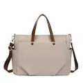 Beige 15,6 inch laptoptas met bruine handvatten en verstelbare schouderriem - Medium Abrikoos