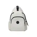 Sac bandoulière minimaliste en nylon blanc cassé avec logo sport et poches latérales - Blanc