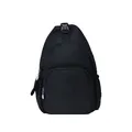 Sac de poitrine polyvalent en nylon noir avec poches zippées et logo sport distinctif - Noir