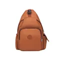 Sac de poitrine en nylon marron avec cordon réglable et logo sport en étoile - Orange