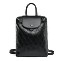 Stylish black leather backpack for women featuring classic quilted diamond pattern - Black
