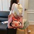 Rosa Canvas-Einkaufstasche mit Cartoon-Mädchen und Shang-An-Text am Schultergurt - Rosa