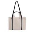 Minimalistische canvas shopper in crème met zwarte handvatten en contraststiksels - Eén maat / Zwart