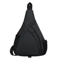 Minimalist black triangular crossbody chest bag in durable high-density nylon fabric - Black
