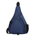 Dark blue triangular crossbody sling bag in durable fabric with adjustable strap - Blue