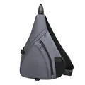 Gray casual sling bag for men and women featuring multiple zipper pockets and side mesh pocket - Gray