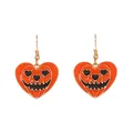 Halloween pumpkin lantern heart earrings in orange and black enamel with gold hooks - Orange