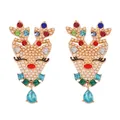 Luxurious reindeer stud earrings with pearls, colorful crystals and blue water drop charms - Sky Blue