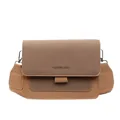Bolso bandolera moderno bicolor con correa ancha y acabado mate para mujer - Caqui