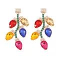 Orecchini natalizi con strass multicolore e ciondoli in lega dorata per feste moda - Colorato