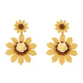 Vibrant sunflower drop earrings with yellow petals and white rose center detail - Yellow