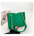 Vibrant green tote bag with crocodile texture and gold hardware chain handle - Green