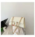 Elegante borsa a tracolla in pelle PU bianco crema con fibbia a ferro di cavallo dorata - Bianco