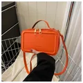 Borsa a tracolla alla moda in pelle PU arancione con manico e doppia cerniera - Arancione