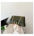 Borsa a tracolla vintage in pelle PU verde scuro con trama litchi e catena dorata - Verde