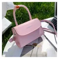 Sac à bandoulière rose minimaliste avec poignée et texte Fashion & Bag imprimé - Rose