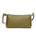 Sac bandoulière vert olive tressé avec zip doré et bandoulière à nœuds élégante - 25*14*8 / Vert Foncé