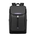 Zaino professionale nero impermeabile minimalista con cinturino viola e fibbia - Nero Ossidiana