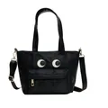 Schwarze Nylon-Beuteltasche mit großen Augen und verstellbarem Riemen auf weißem Hintergrund - Standard / Schwarz