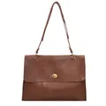 Brown vintage style leather shoulder bag with gold twist lock and adjustable strap - Large / Brown