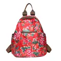 Ethnic style floral backpack in red peony pattern with adjustable straps and side pockets - Single Bag / Red