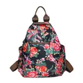 Mini floral backpack featuring ethnic red peony and phoenix embroidery on black fabric - Single Bag / Black