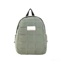 Zaino minimalista in nylon trapuntato verde salvia da donna, impermeabile - Verde