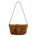 Borsa a sella vintage in pelle marrone con fibbia a D e tracolla regolabile - Marrone Mocha