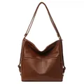 Bolso hobo vintage marrón de gran capacidad con dos bolsillos y detalles dorados - Marrón