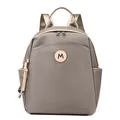 Mochila gris minimalista de tela Oxford de gran capacidad con detalle de logotipo M - Color Té con Leche