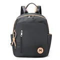 Mochila negra impermeable de oxford para mujer con correas marrones y logo M - Gris