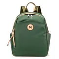 Mochila de tela Oxford verde oscuro con parche de cuero logo M y gran capacidad - Verde