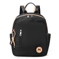 Mochila negra clásica de nailon resistente al agua para mujer con parche M beige - Negro