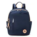 Mochila impermeable de nailon azul marino para mujer con adornos beige y logo M - Azul marino