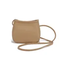 Elegante bolso tipo cubo color caqui con textura de cuero y correa fina - Caqui