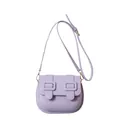 Lavender purple crossbody square bag with double resin buckles and adjustable strap - Purple