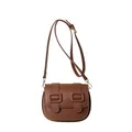 Retro brown faux leather crossbody bag for women with square buckle and gold hardware - Brown