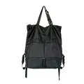 Water-resistant black nylon backpack tote with multi-pockets and top handles for commuting - Black