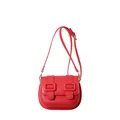 Modern red crossbody bag with square buckle detail and adjustable strap in minimalist style - Red