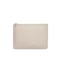 Pochette tendance minimaliste en toile de lin beige avec fermeture éclair dorée 2024 - Blanc Cassé