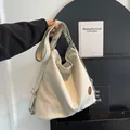 Large capacity off-white canvas tote bag with adjustable strap and side leather logo - Off White