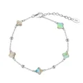 Pulsera de trébol en plata S925 con incrustaciones de nácar y cuentas redondas de plata - Concha de Abulón Natural Oro Blanco