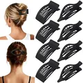 Set di otto fermagli per capelli in acetato nero opaco con design rettangolare e aerodinamico - Stile B