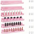 Set di mensole a muro in acrilico rosa a onde per smalti e cosmetici vari - Rosa