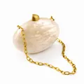 Elegante borsa da sera a mezzaluna in acrilico bianco crema con catena dorata - Champagne